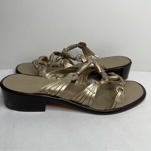 Cole Haan Sandals Strappy Gold Metallic Size 7